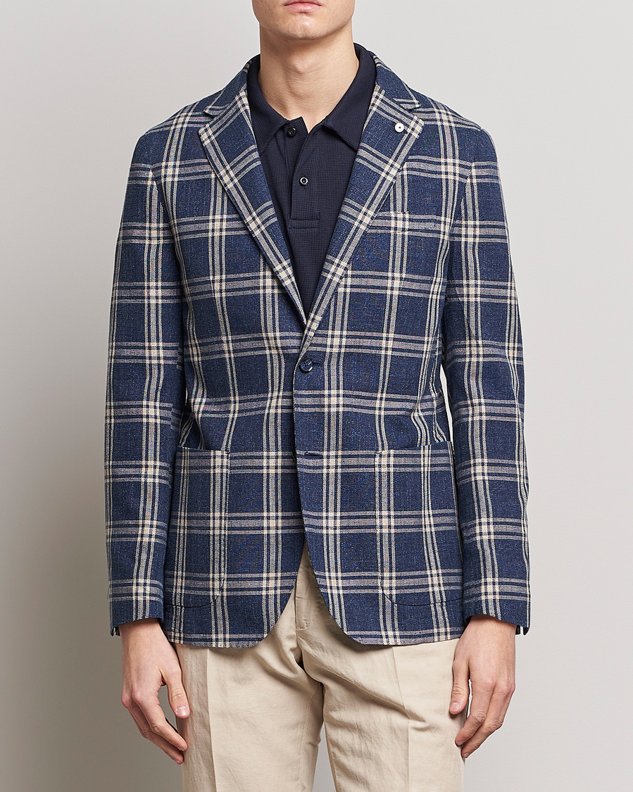 Uomini | Blazers | L.B.M. 1911 | Jack Regular Fit Checked Cotton Blazer Blue