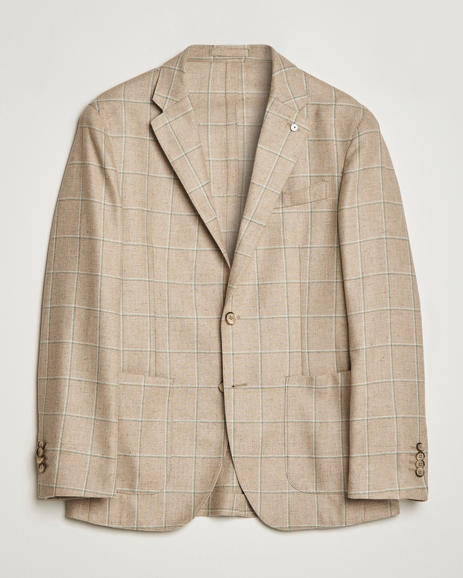 Uomini | Blazers | L.B.M. 1911 | Jack Regular Fit Windowpane Wool/Silk Blazer Olive
