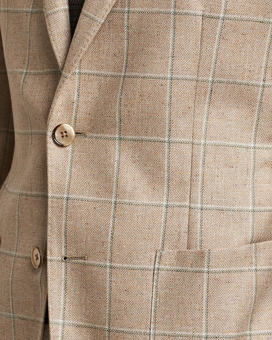 Uomini | Blazers | L.B.M. 1911 | Jack Regular Fit Windowpane Wool/Silk Blazer Olive