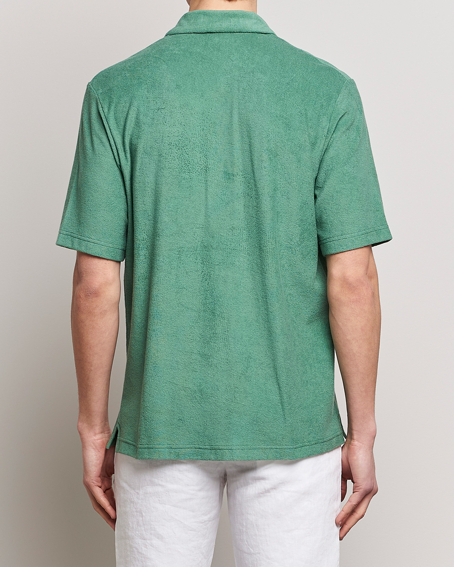 Uomini | Camicie | Sunspel | Towelling Camp Collar Shirt Thyme Green