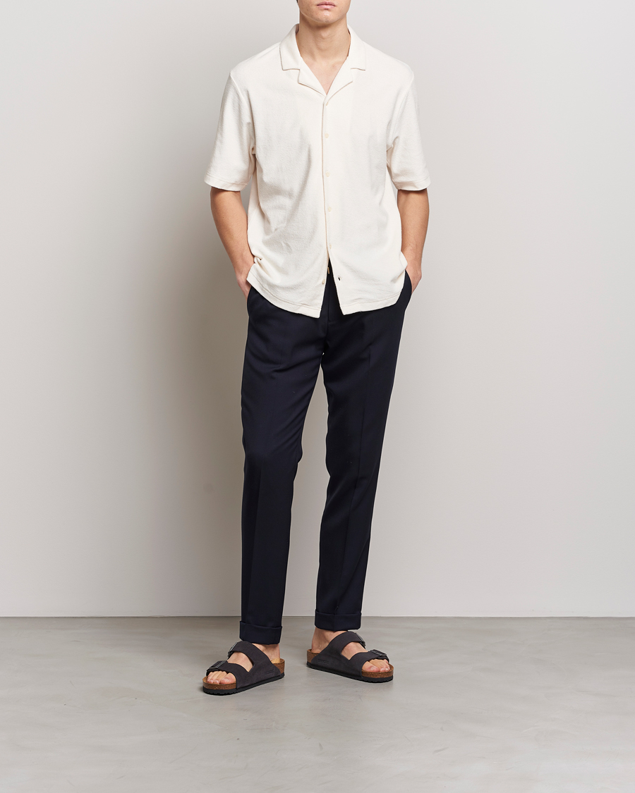 Uomini | Camicie | Sunspel | Towelling Camp Collar Shirt Archive White