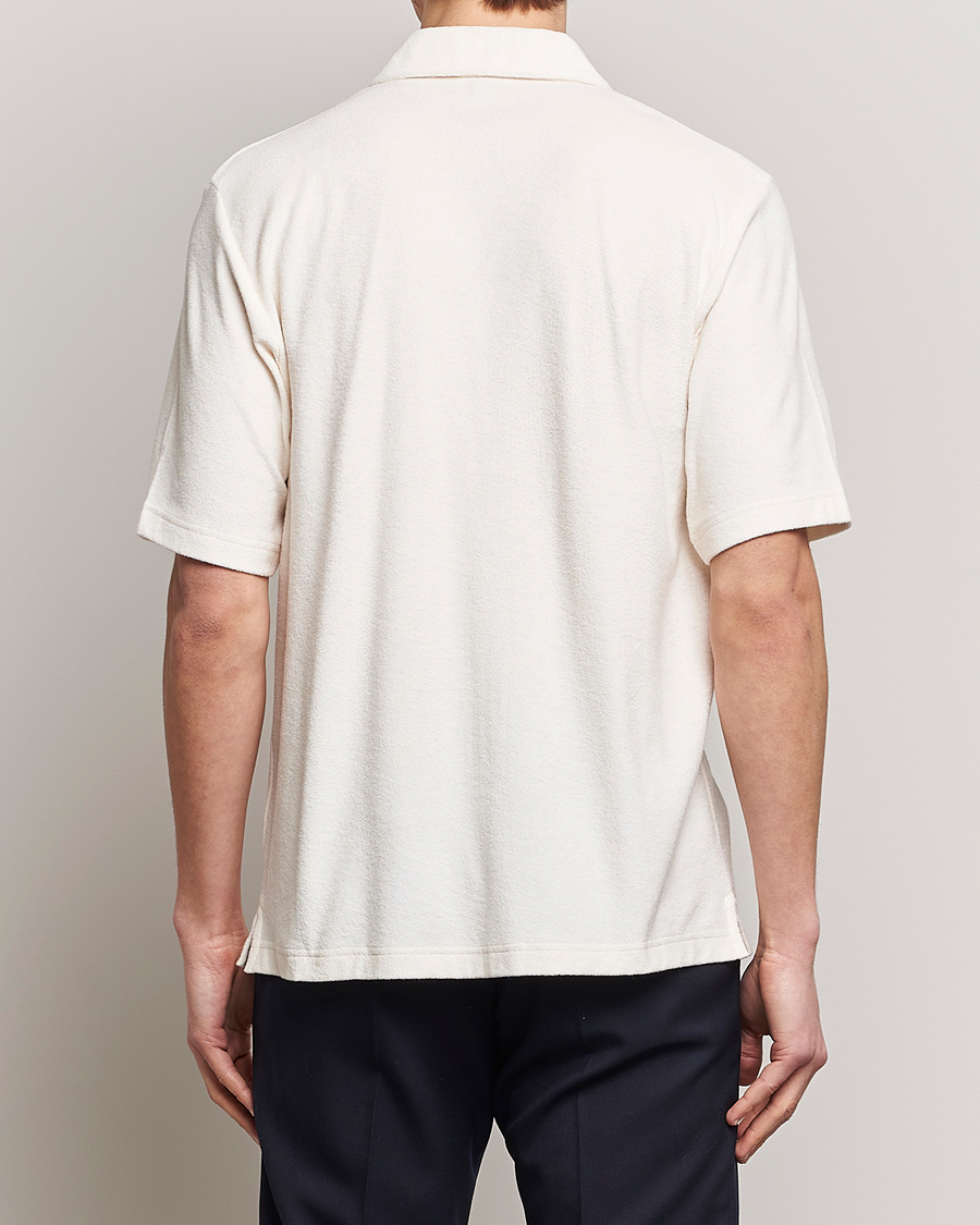 Uomini | Camicie | Sunspel | Towelling Camp Collar Shirt Archive White