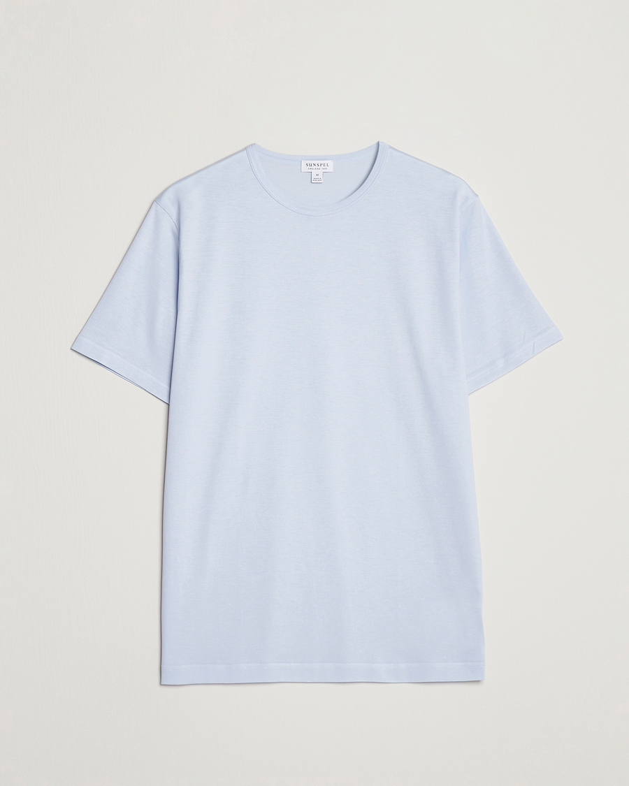 Uomini | T-shirt | Sunspel | Crew Neck Cotton Tee Pastel Blue