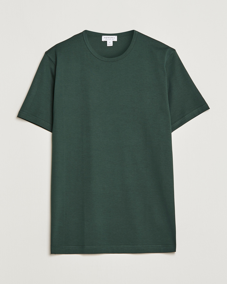 Uomini | T-shirt | Sunspel | Crew Neck Cotton Tee Seaweed