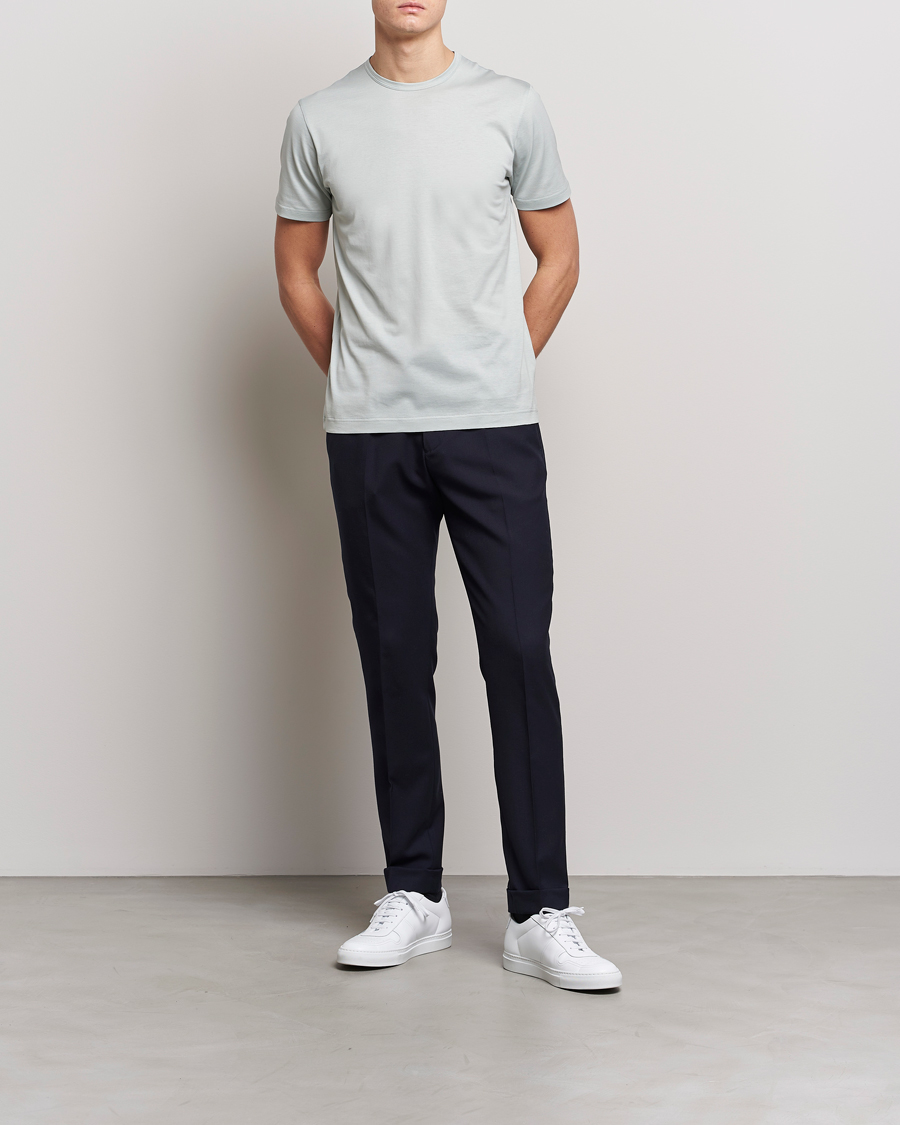 Uomini | T-shirt | Sunspel | Crew Neck Cotton Tee Laurel