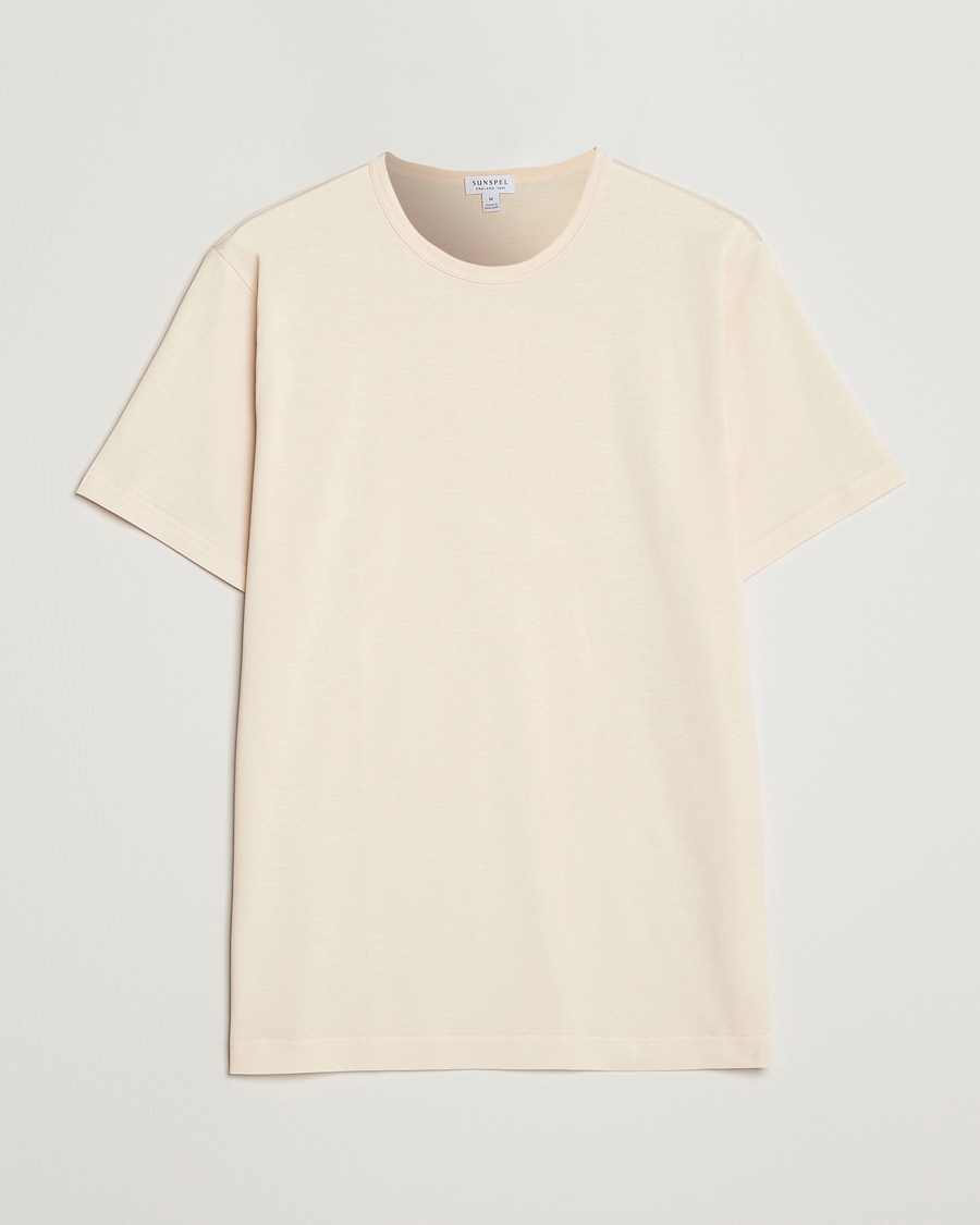 Uomini | T-shirt | Sunspel | Crew Neck Cotton Tee Undyed
