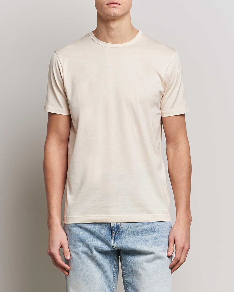 Uomini | T-shirt | Sunspel | Crew Neck Cotton Tee Undyed