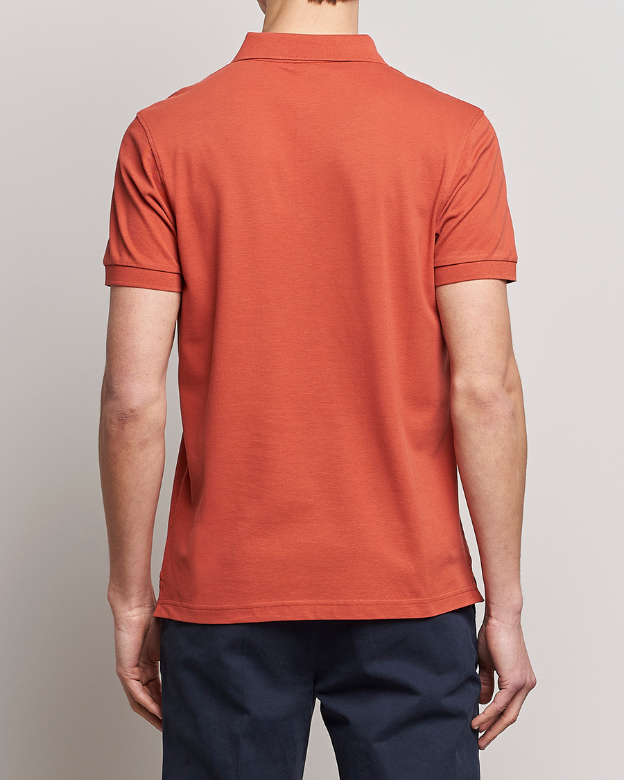 Uomini | Polo | Sunspel | Short Sleeve Pique Polo Burnt Sienna