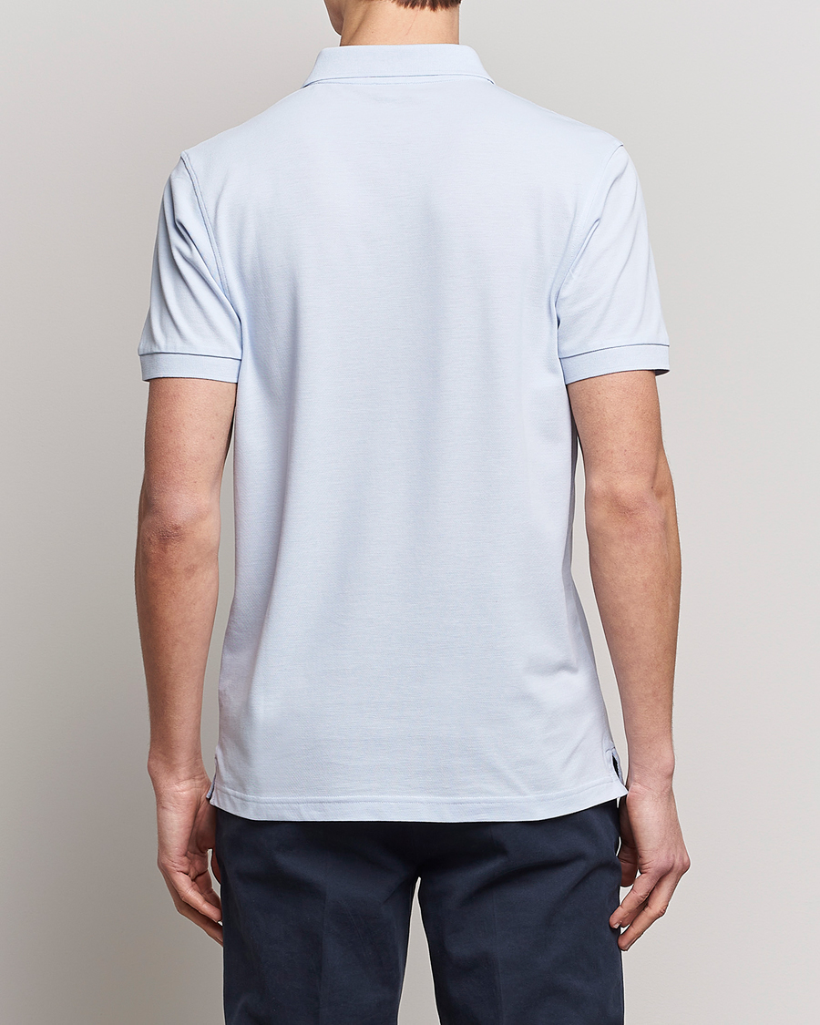 Uomini | Polo | Sunspel | Short Sleeve Pique Polo Pastel Blue
