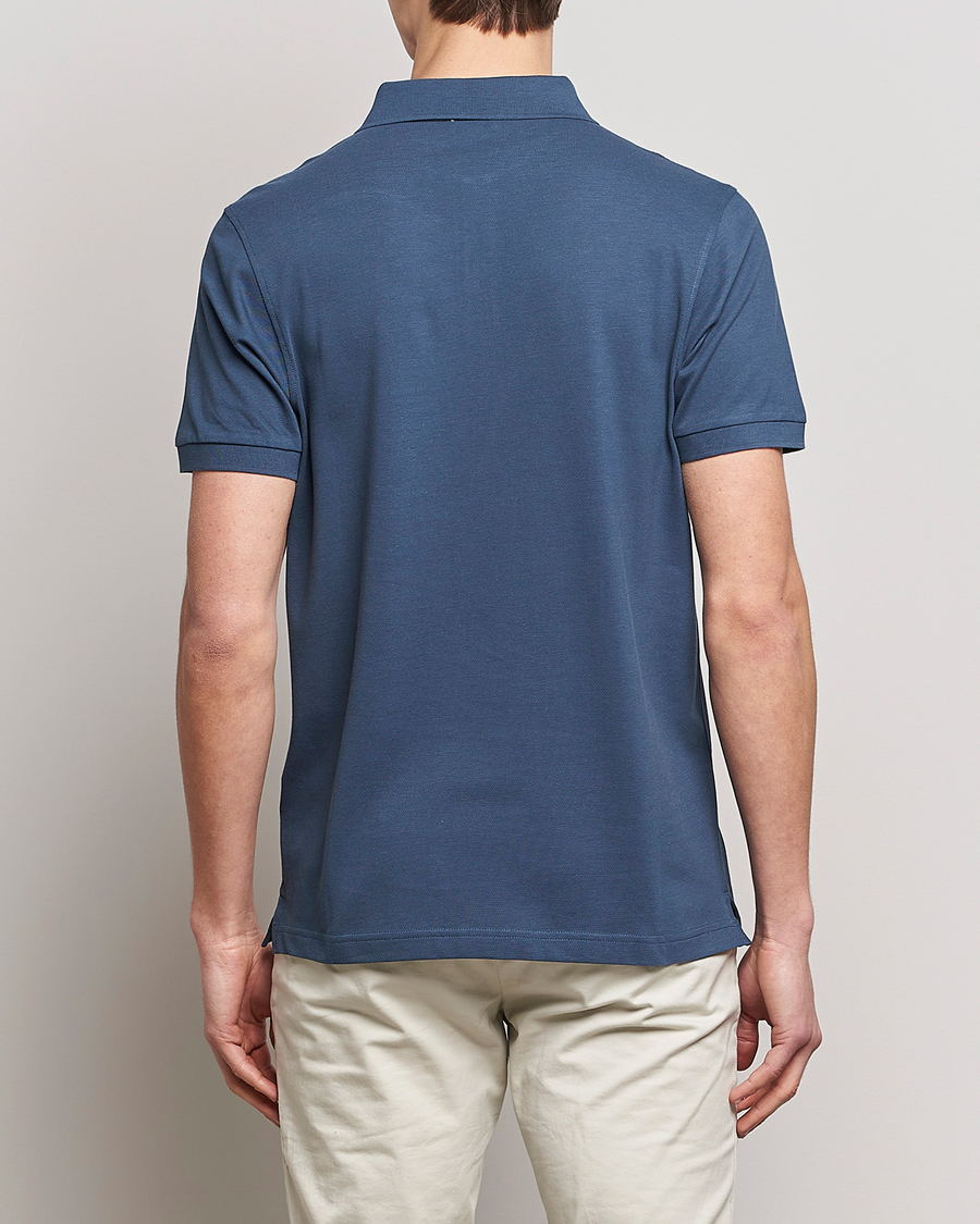 Uomini | Polo | Sunspel | Short Sleeve Pique Polo Shale Blue