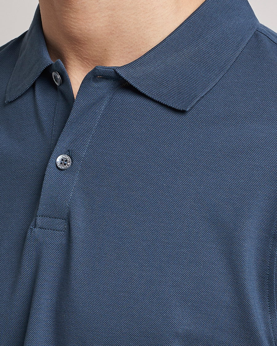 Uomini | Polo | Sunspel | Short Sleeve Pique Polo Shale Blue