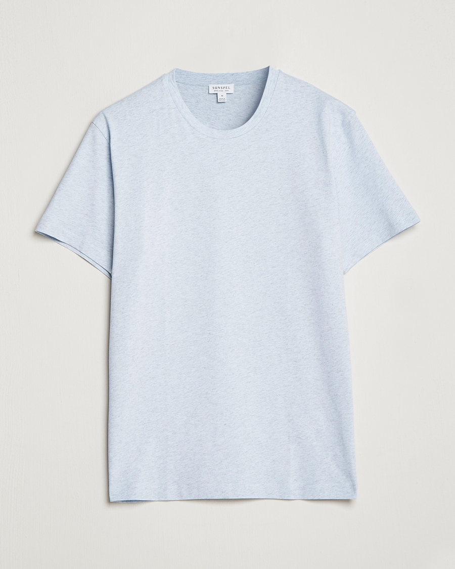 Uomini | T-shirt | Sunspel | Riviera Organic Tee Pastel Blue Melange