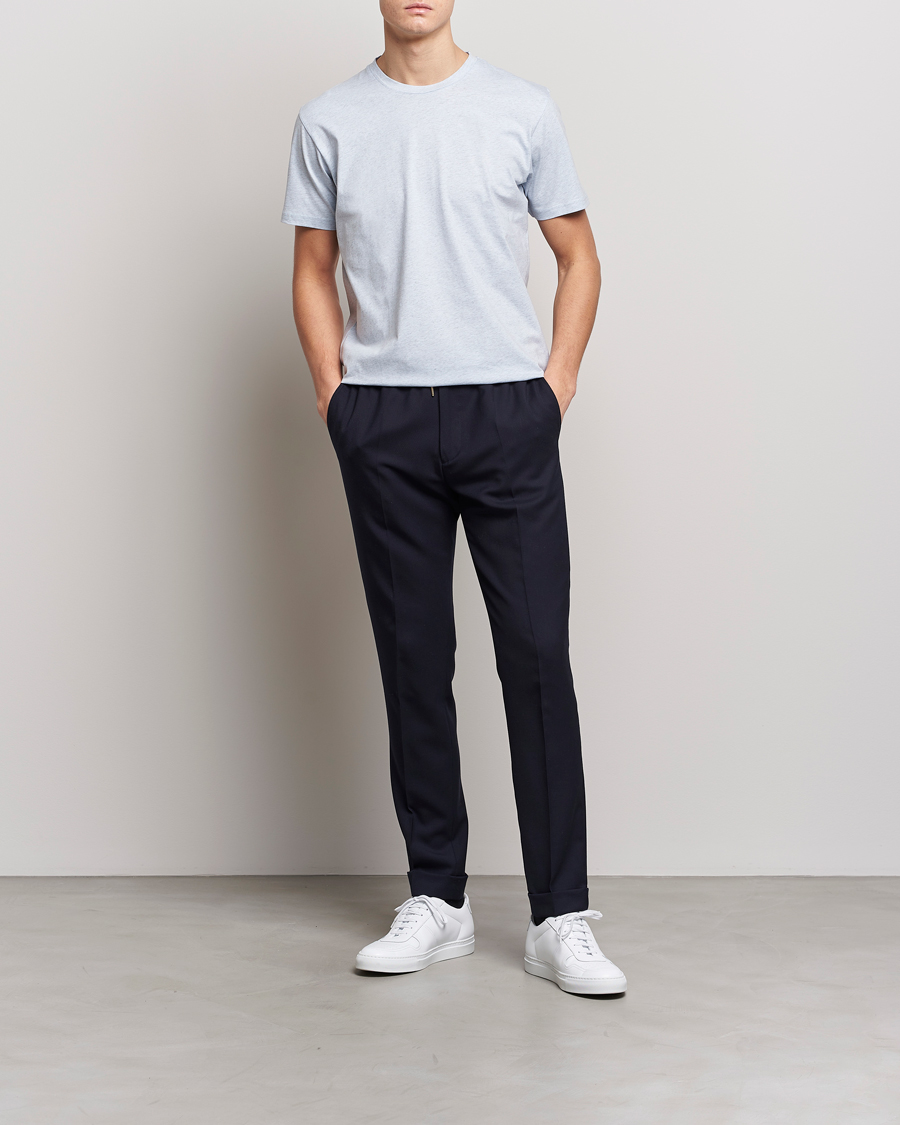 Uomini | T-shirt | Sunspel | Riviera Organic Tee Pastel Blue Melange