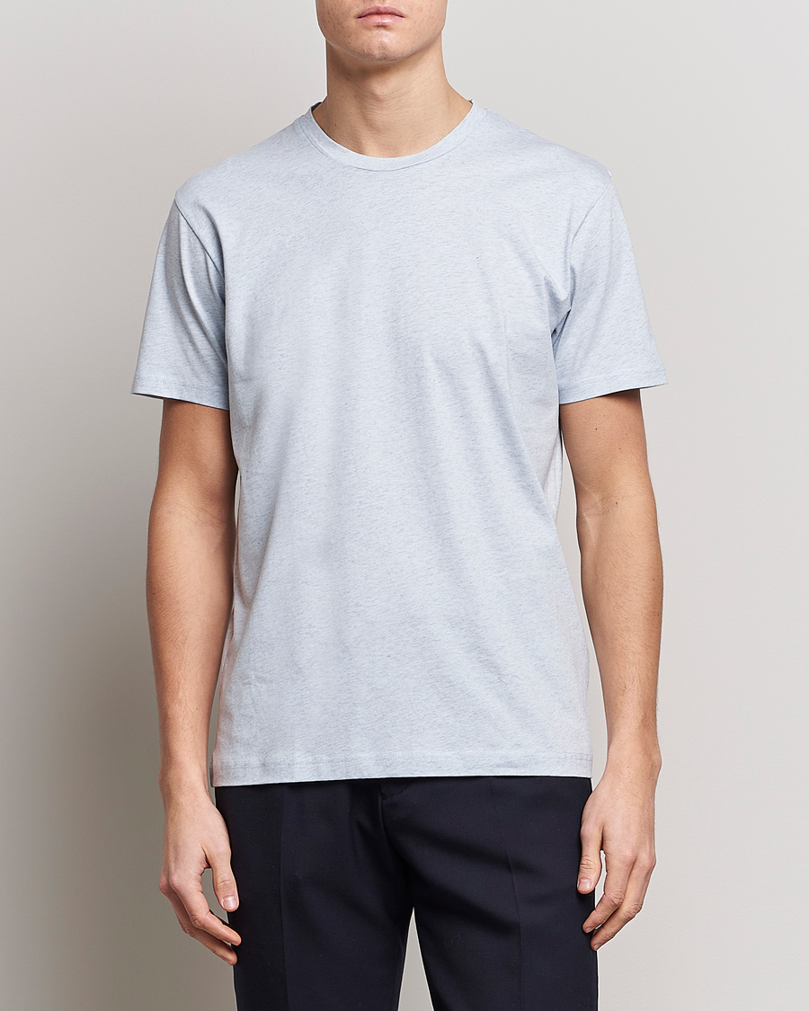 Uomini | T-shirt | Sunspel | Riviera Organic Tee Pastel Blue Melange