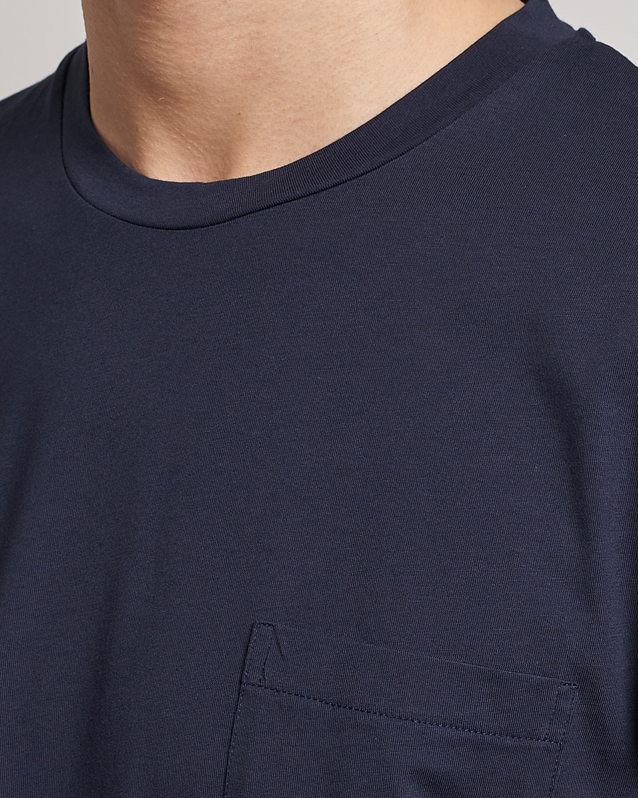 Uomini | T-shirt | Sunspel | Riviera Pocket Crew Neck T-Shirt Navy
