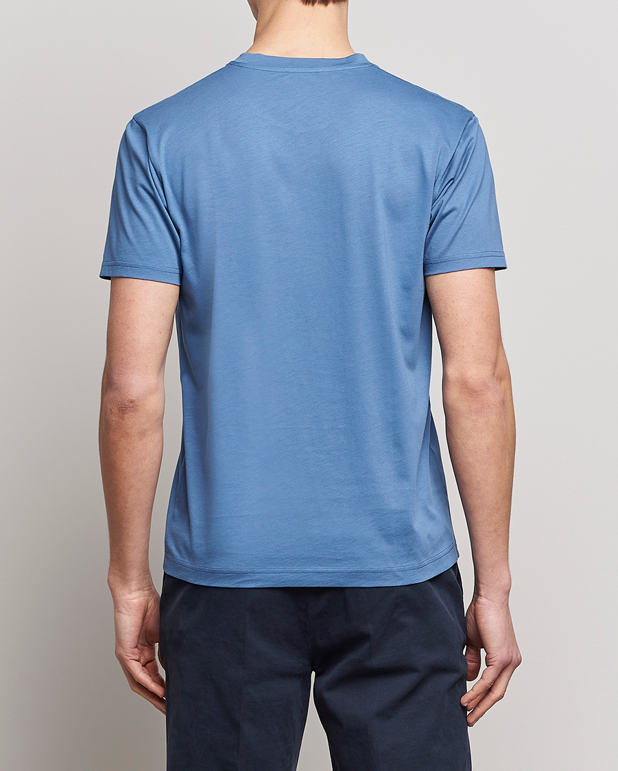 Uomini | T-shirt | Sunspel | Riviera Pocket Crew Neck T-Shirt Blue Stone
