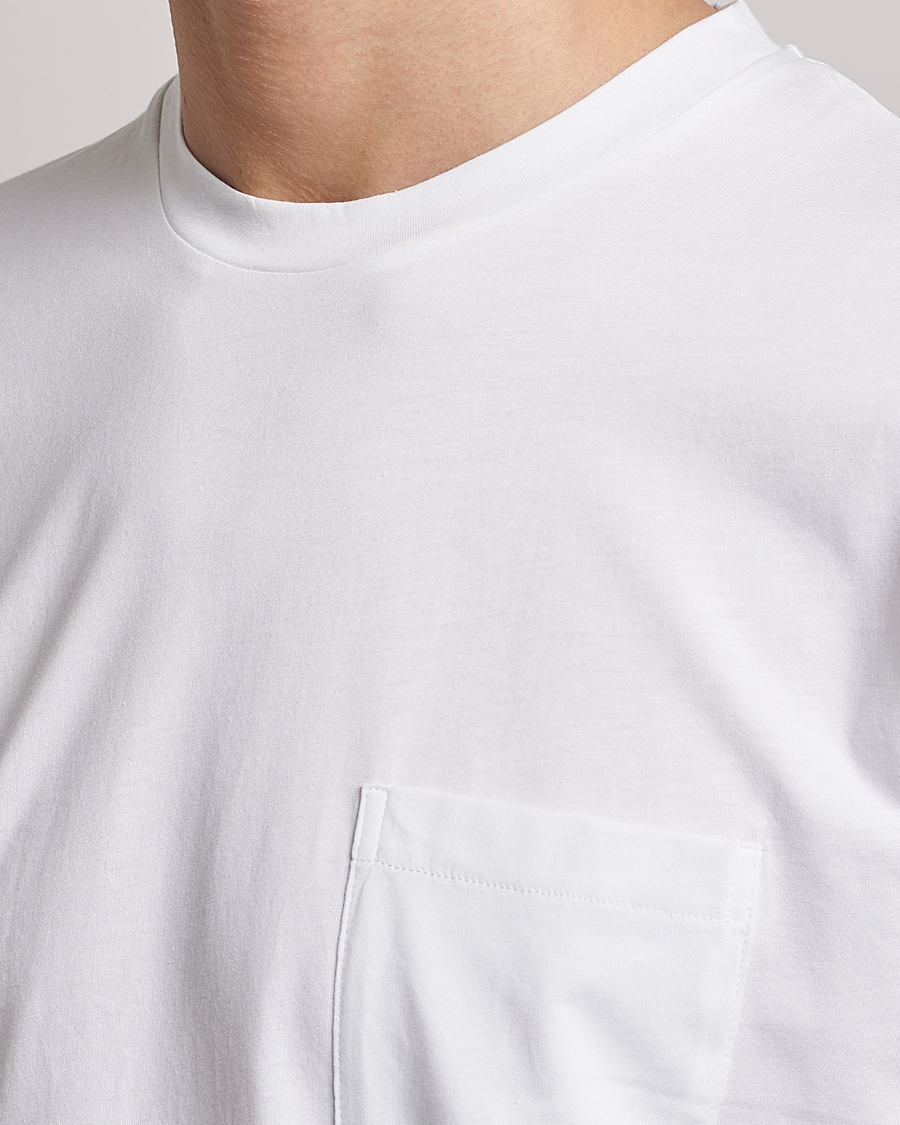 Uomini | T-shirt | Sunspel | Riviera Pocket Crew Neck T-Shirt White