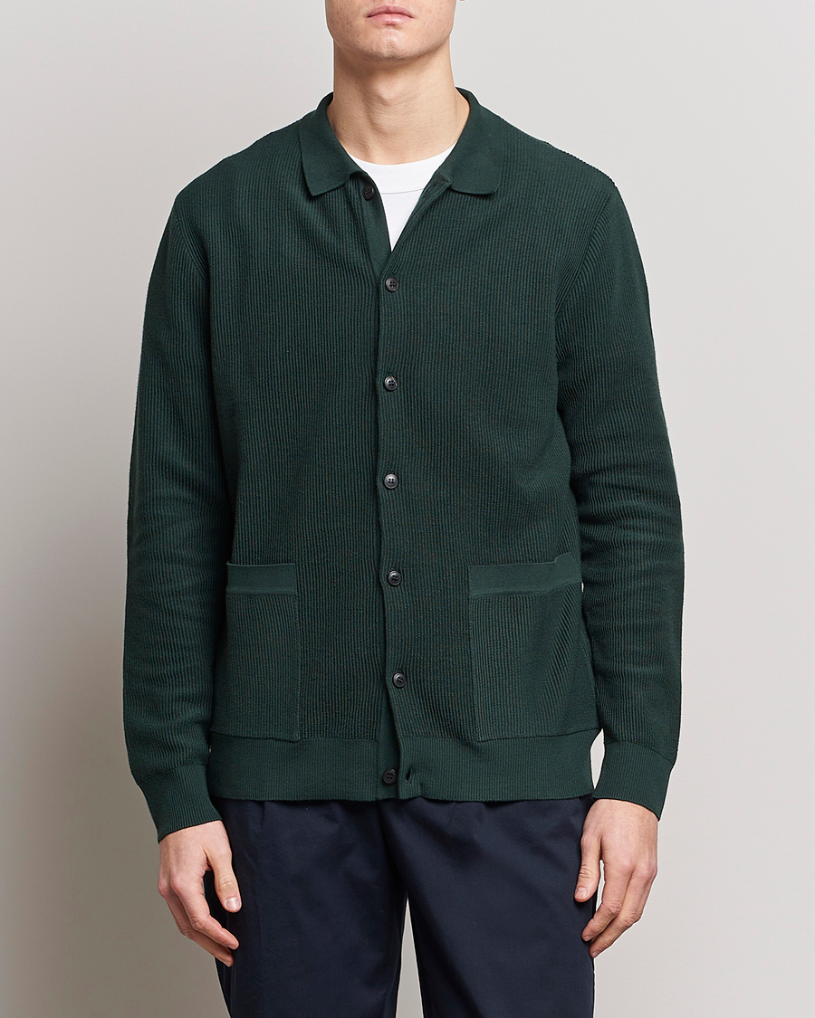 Uomini | Maglieria | Sunspel | Knitted Cotton Jacket Seaweed