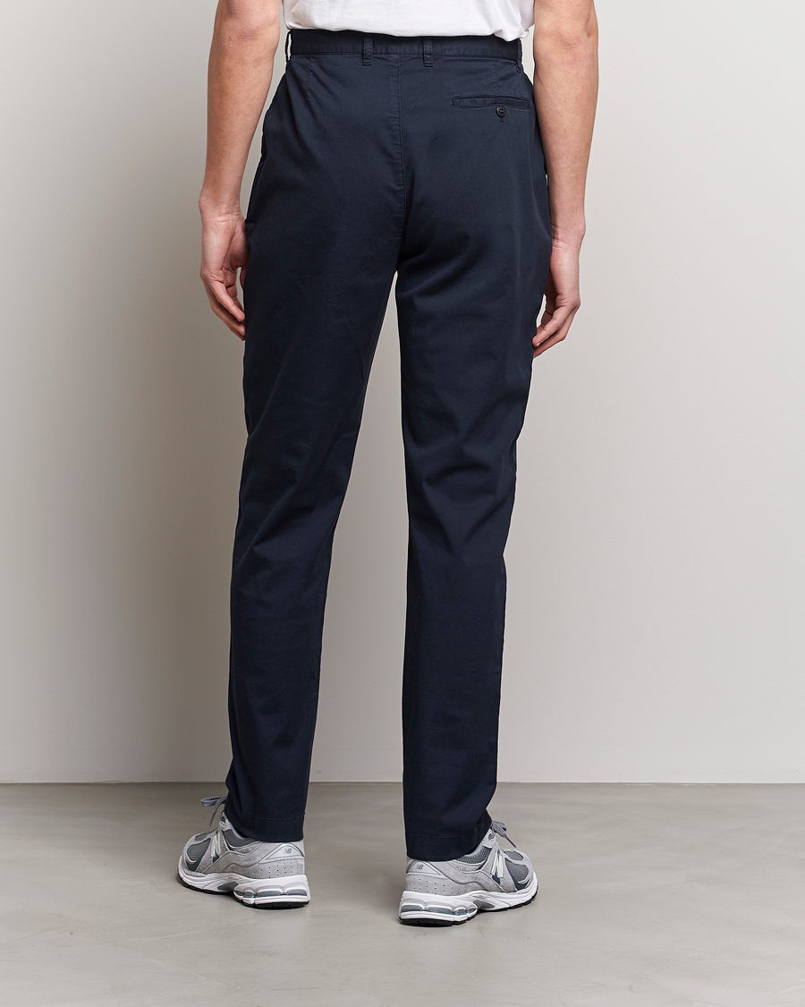Uomini | Pantaloni | Sunspel | Pleated Stretch Cotton Twill Chino Navy