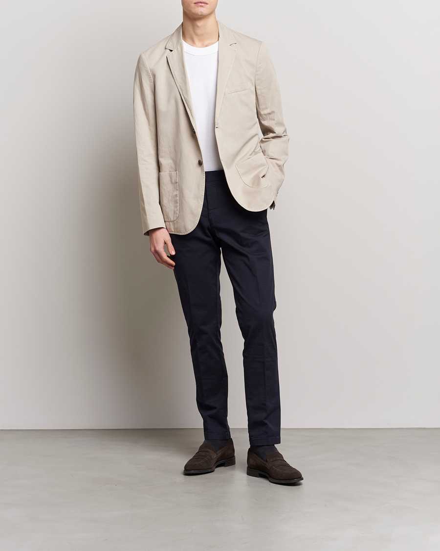 Uomini | Blazers | Sunspel | Unconstructed Cotton/Linen Blazer Light Sand