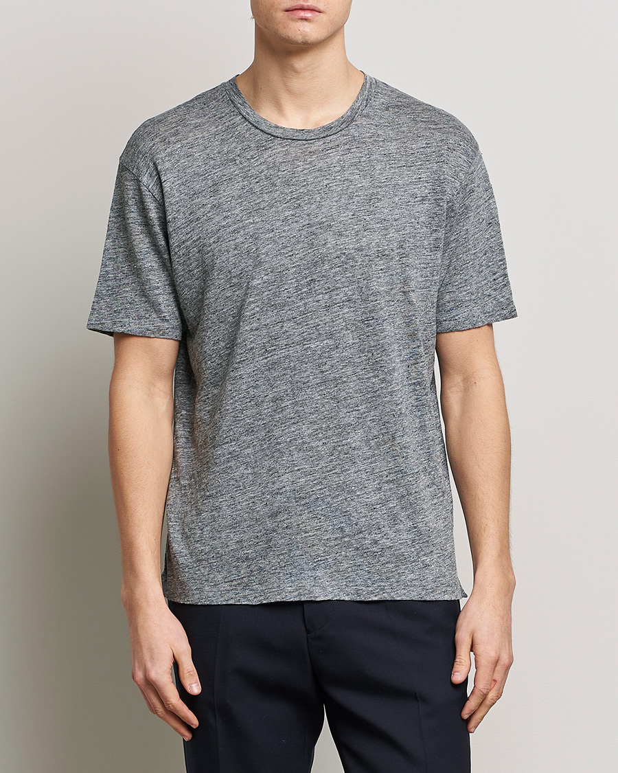 Uomini | T-shirt | Sunspel | Linen T-Shirt Mid Grey Melange