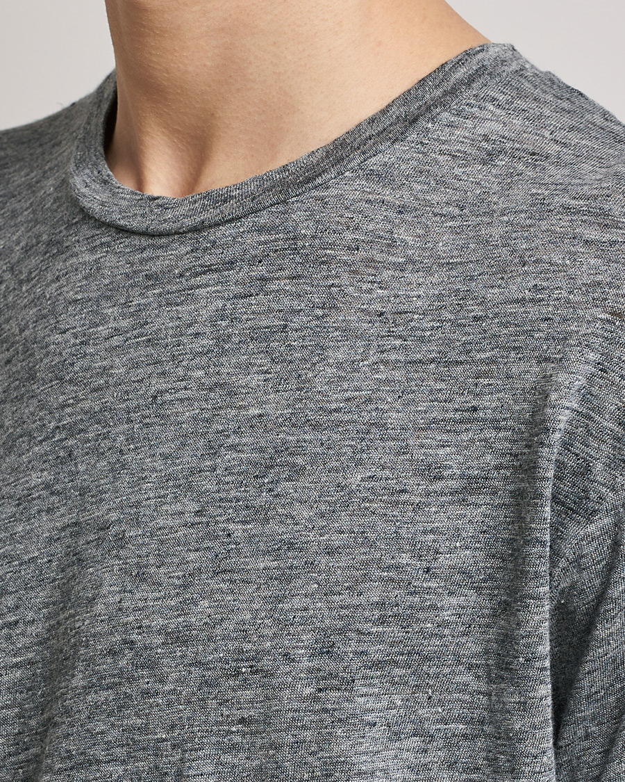 Uomini | T-shirt | Sunspel | Linen T-Shirt Mid Grey Melange