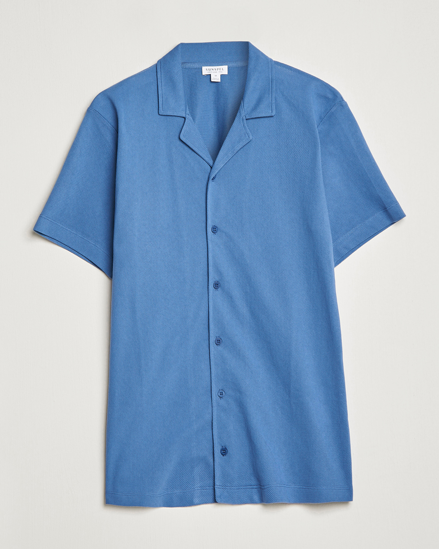 Uomini | Polo | Sunspel | Riviera Resort Shirt Blue Stone