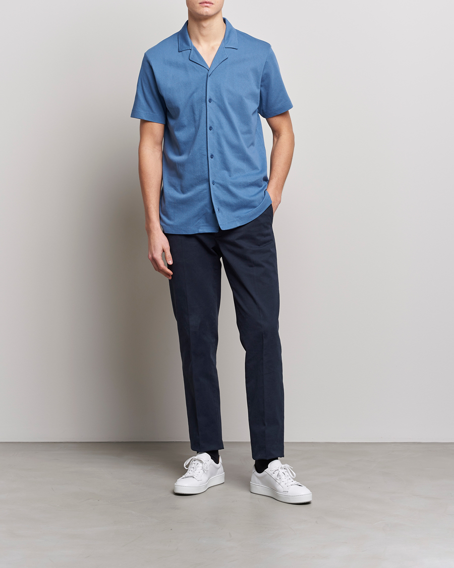 Uomini | Polo | Sunspel | Riviera Resort Shirt Blue Stone