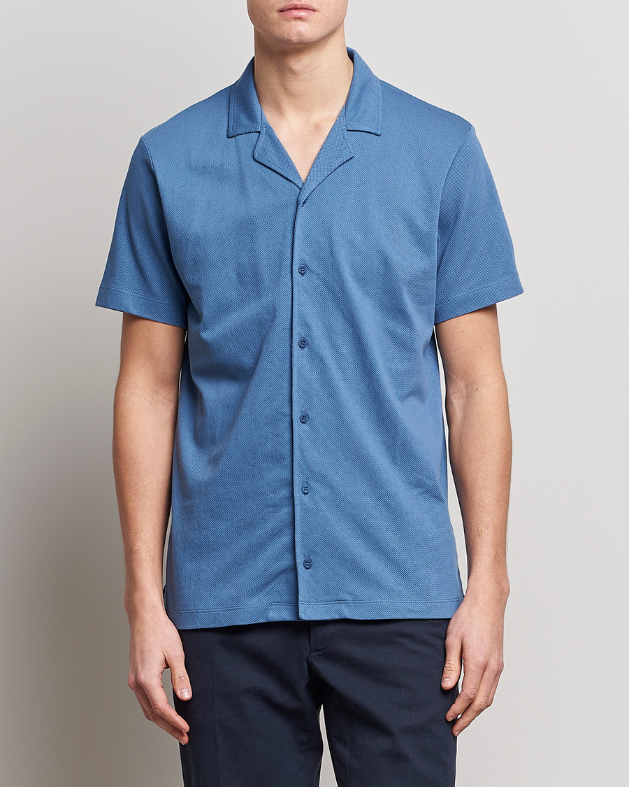Uomini | Polo | Sunspel | Riviera Resort Shirt Blue Stone