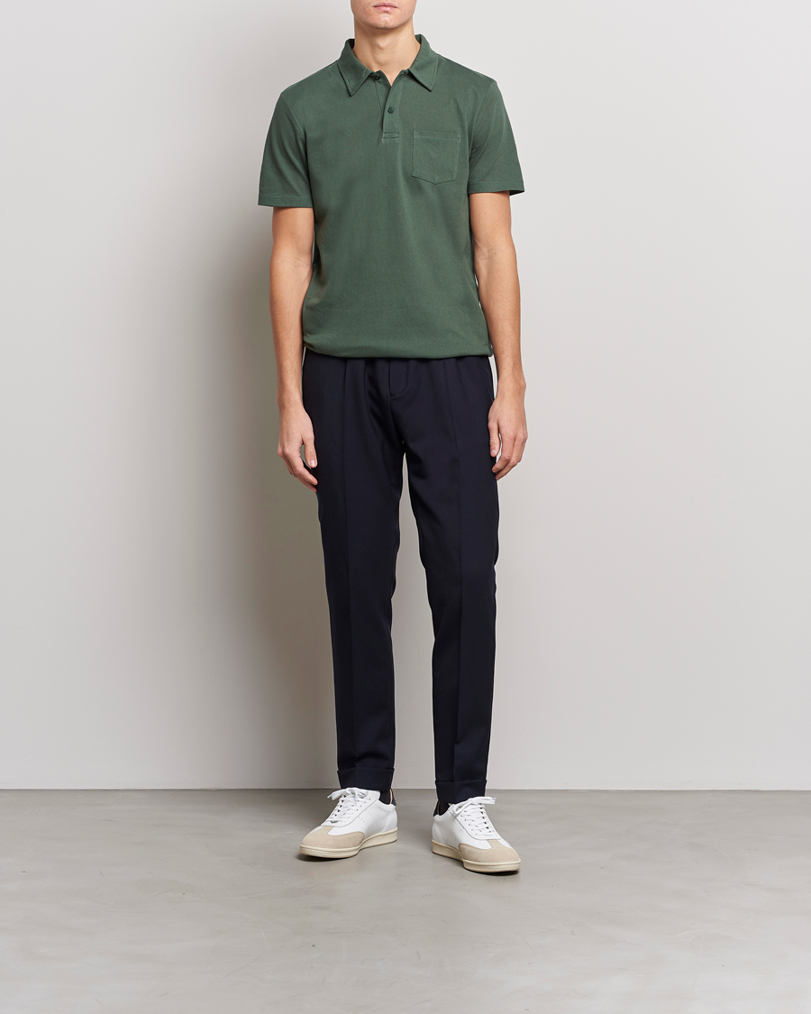 Uomini | Polo | Sunspel | Riviera Polo Shirt Dark Green