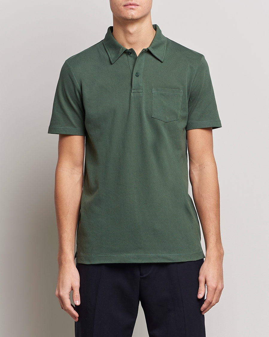 Uomini | Polo | Sunspel | Riviera Polo Shirt Dark Green