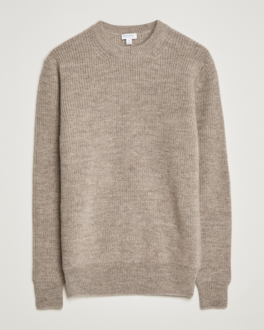 Uomini | Maglieria | Sunspel | Luxury British Wool Jumper Natural Oatmeal