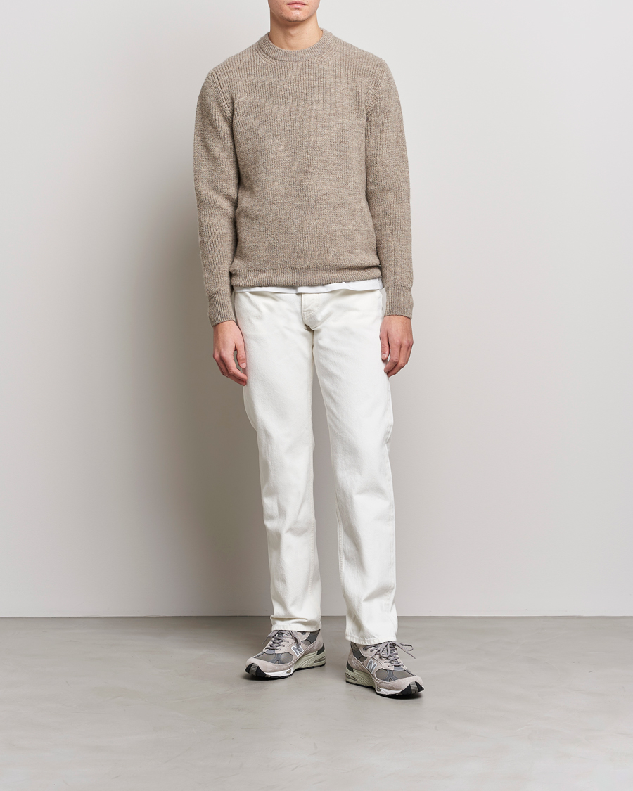 Uomini | Maglieria | Sunspel | Luxury British Wool Jumper Natural Oatmeal