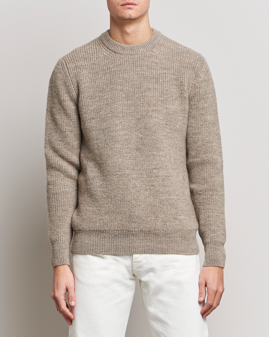 Uomini | Maglieria | Sunspel | Luxury British Wool Jumper Natural Oatmeal
