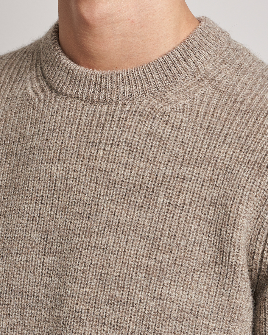 Uomini | Maglieria | Sunspel | Luxury British Wool Jumper Natural Oatmeal