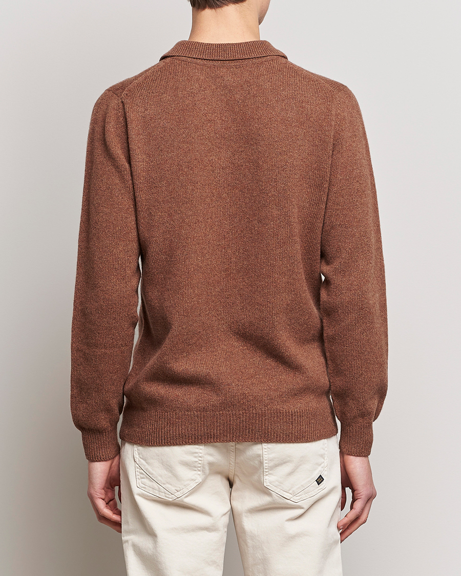 Uomini | Maglieria | Sunspel | Lambswool Poloshirt Pecan
