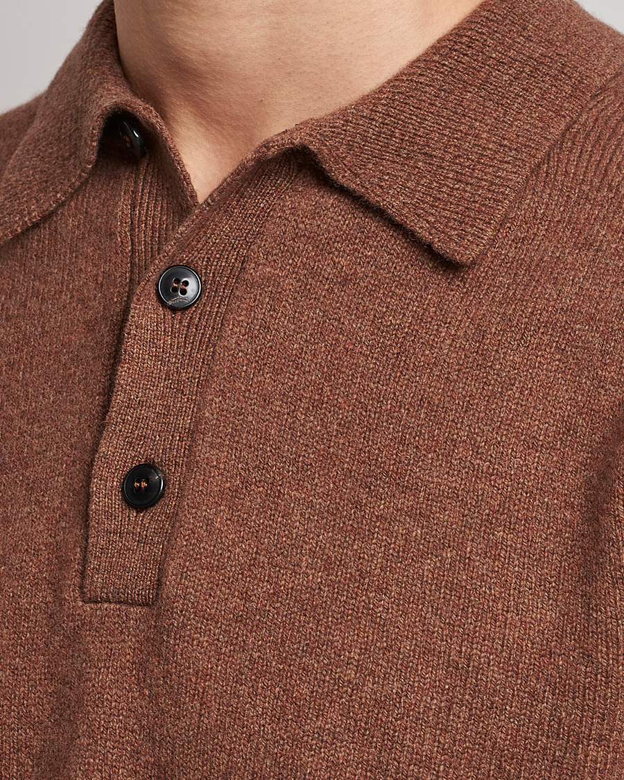 Uomini | Maglieria | Sunspel | Lambswool Poloshirt Pecan