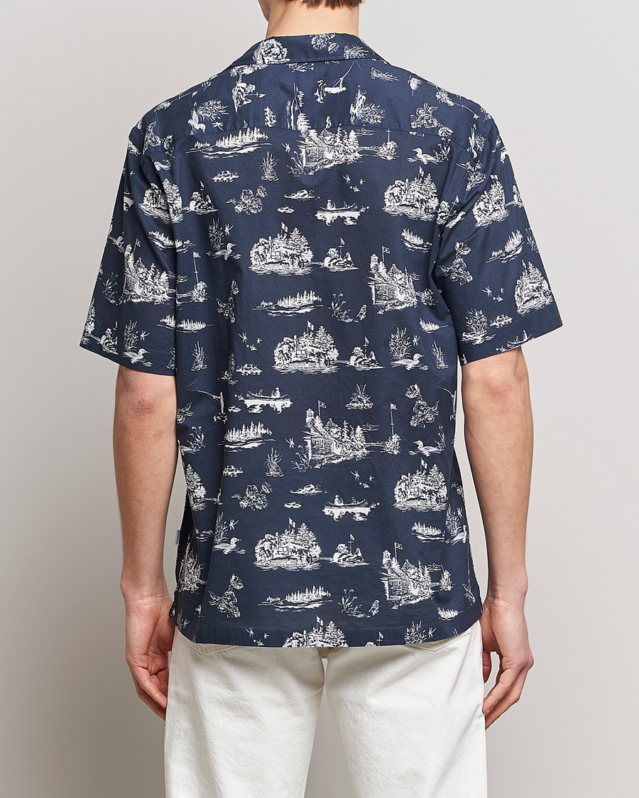 Uomini | Camicie | Woolrich | Zavikon Printed Short Sleeve Resort Shirt Melton Blue