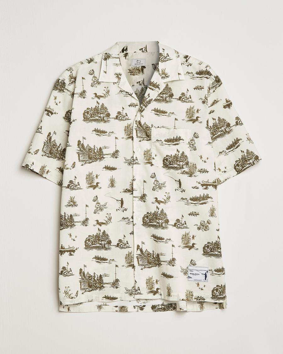 Uomini | Camicie | Woolrich | Zavikon Printed Short Sleeve Resort Shirt Milky Cream