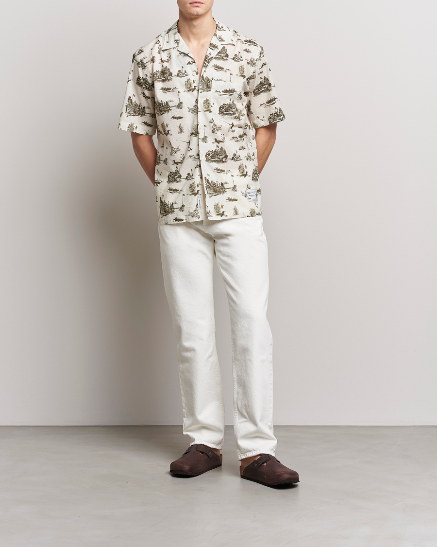 Uomini | Camicie | Woolrich | Zavikon Printed Short Sleeve Resort Shirt Milky Cream