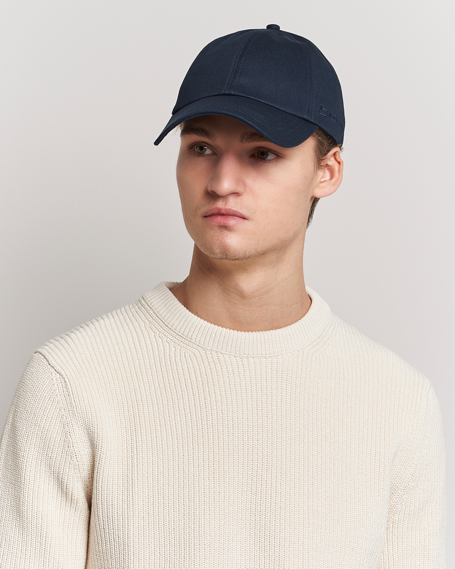 Uomini | Woolrich Logo Baseball Cap Melton Blue | Woolrich | Logo Baseball Cap Melton Blue
