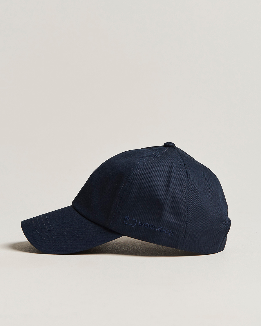 Uomini | Woolrich Logo Baseball Cap Melton Blue | Woolrich | Logo Baseball Cap Melton Blue