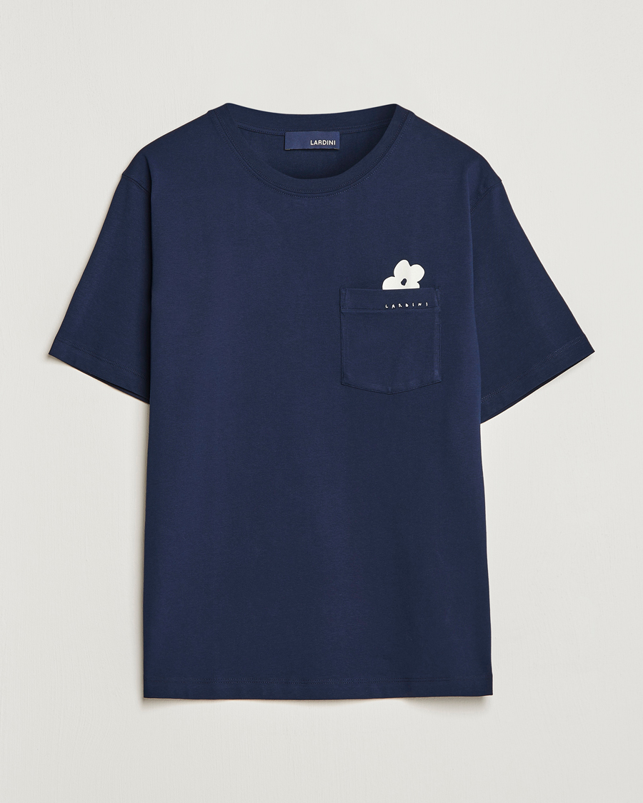 Uomini | T-shirt | Lardini | Fiore Tasca Printet Logo T-Shirt Navy
