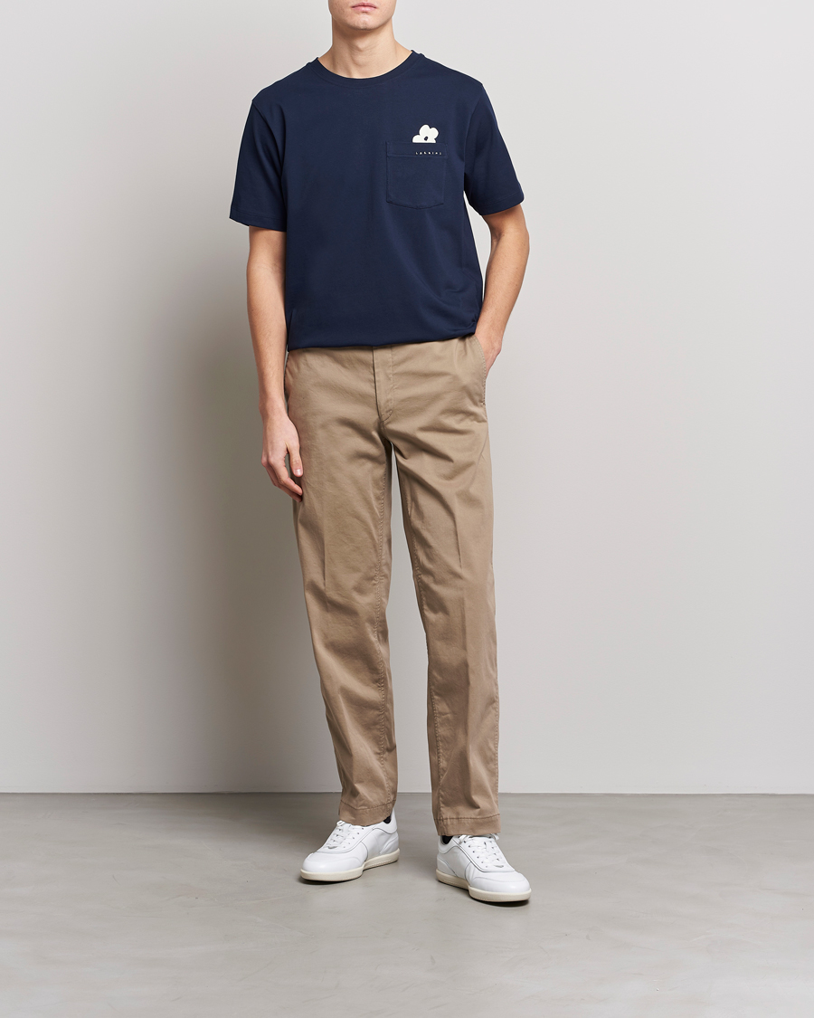 Uomini | T-shirt | Lardini | Fiore Tasca Printet Logo T-Shirt Navy