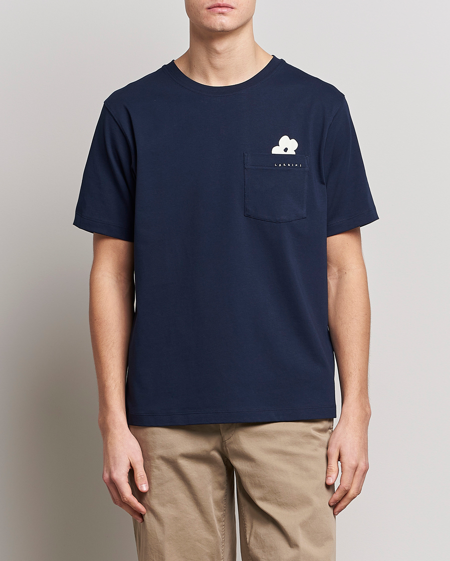 Uomini | T-shirt | Lardini | Fiore Tasca Printet Logo T-Shirt Navy