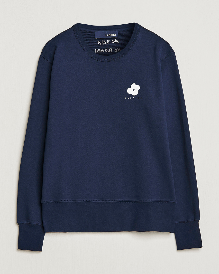 Uomini | Maglieria | Lardini | Cotton Embroidery Logo Sweatshirt Navy