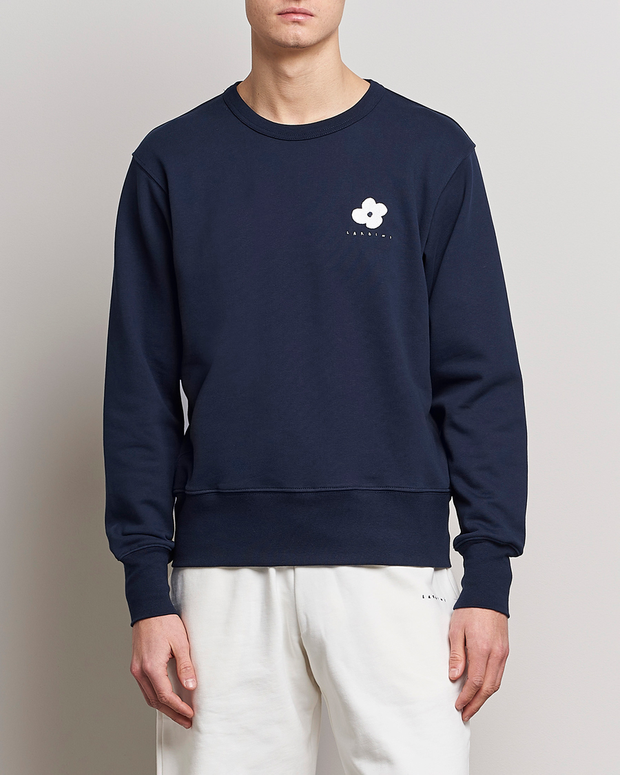 Uomini | Maglieria | Lardini | Cotton Embroidery Logo Sweatshirt Navy