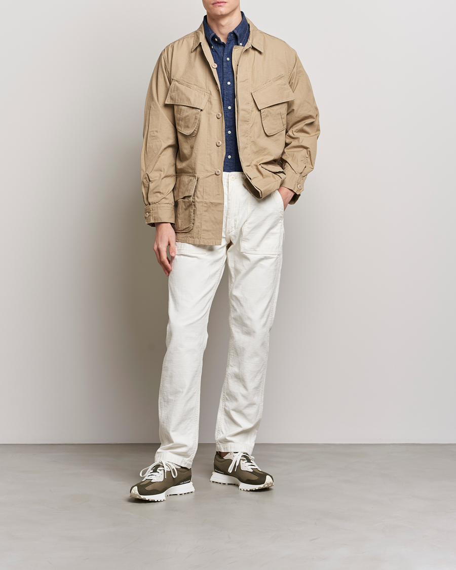 Uomini | Pantaloni | orSlow | Slim Fit Original Sateen Fatigue Pants Ecru