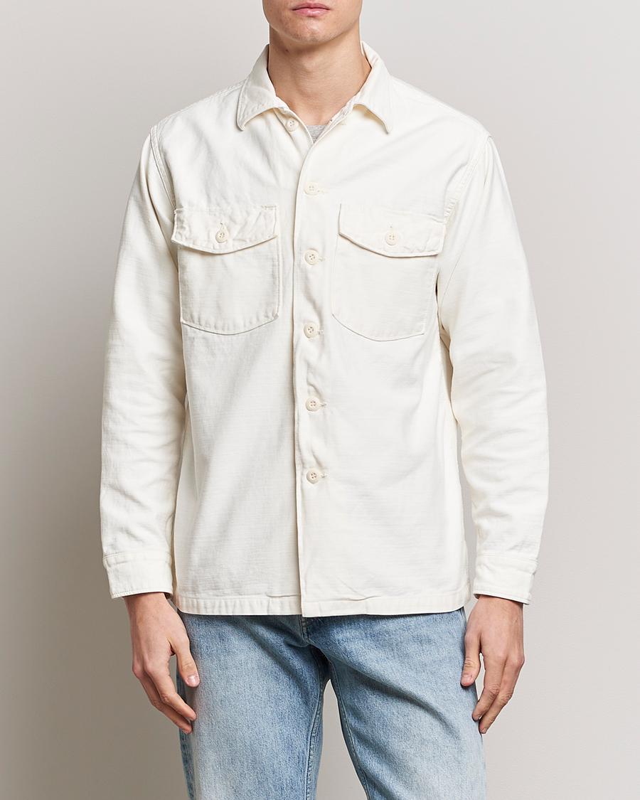 Uomini | Camicie | orSlow | Cotton Sateen US Army Overshirt Ecru