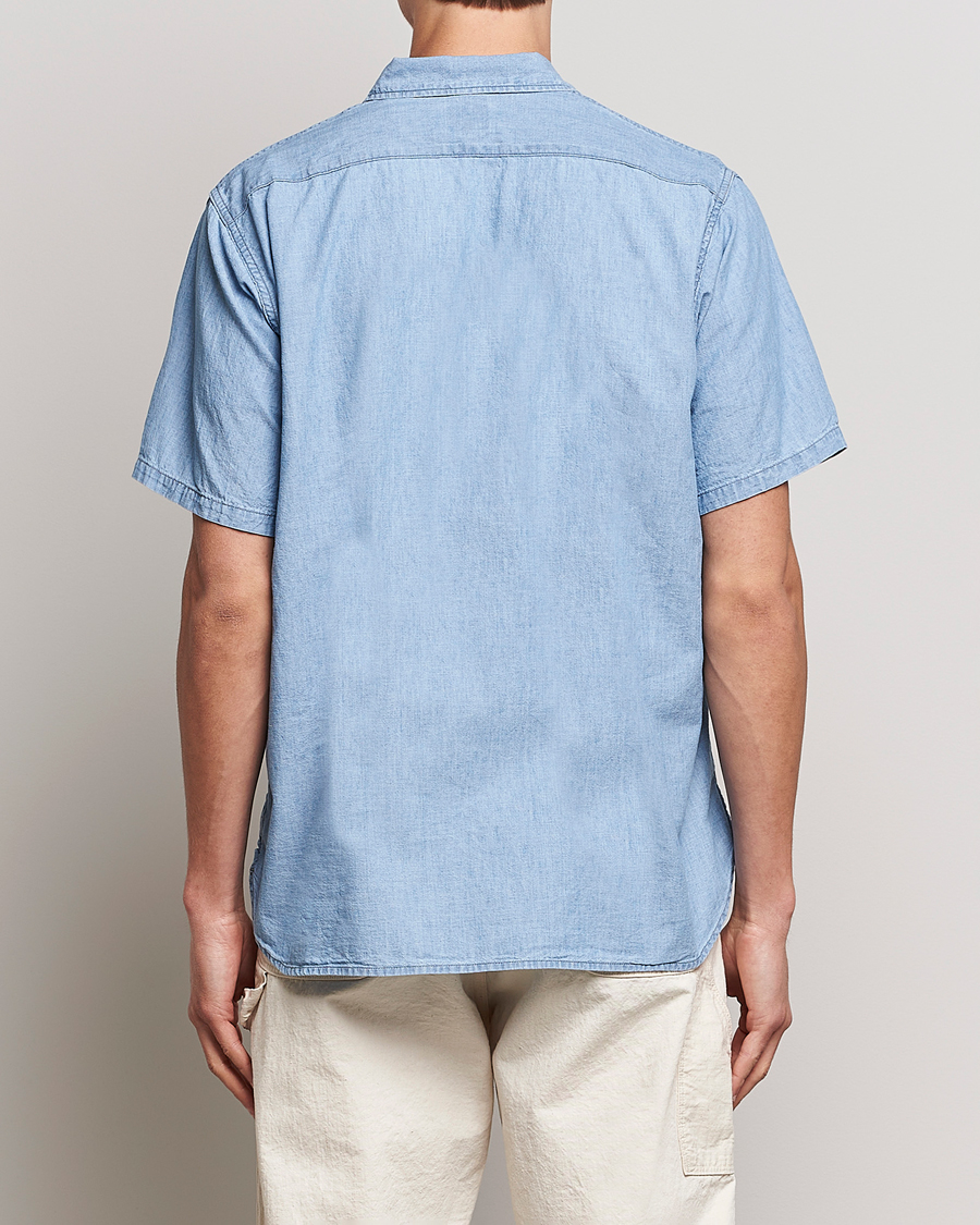 Uomini | Camicie | orSlow | Chambray Short Sleeve Work Shirt Light Blue